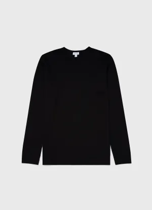 Men's Long Sleeve Waffle T-shirt in Black