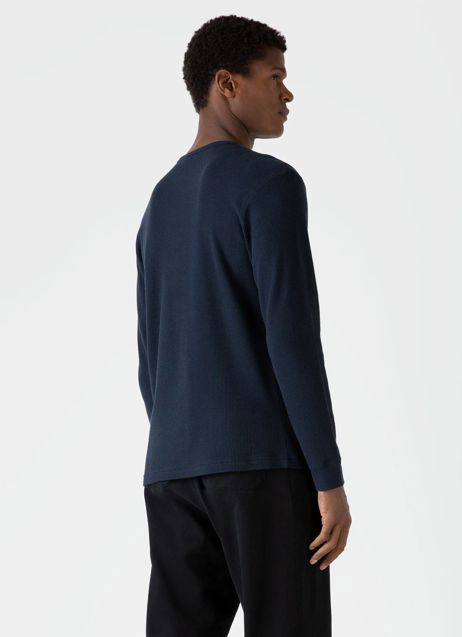 Men's Long Sleeve Waffle T-shirt in Navy