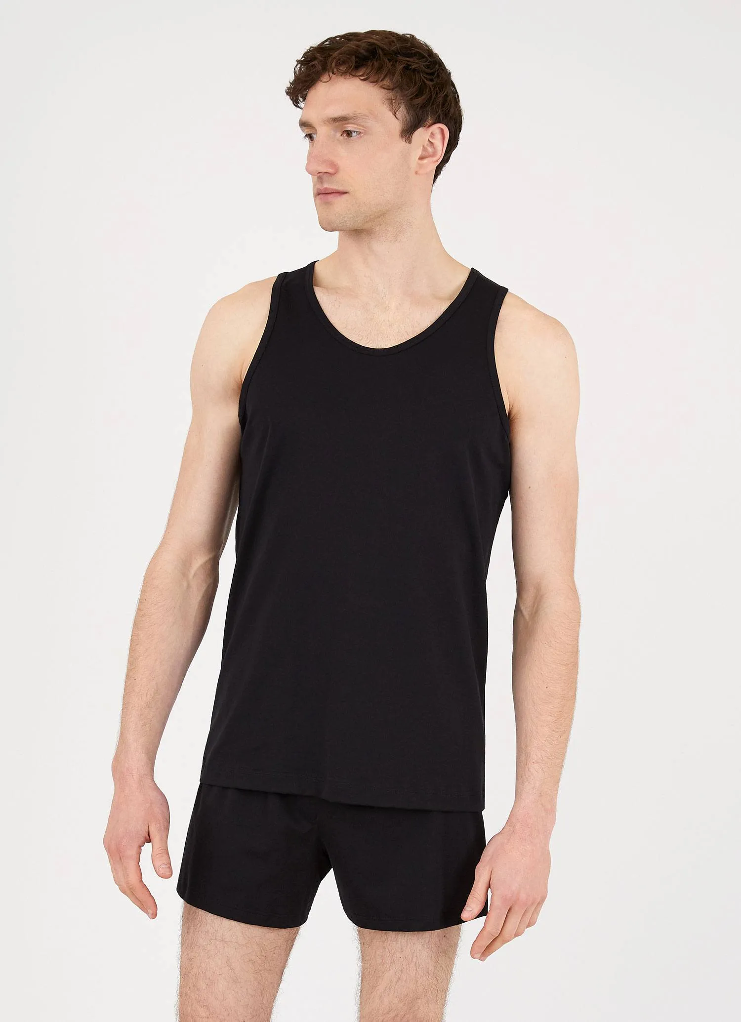 Men's Superfine Cotton Underwear Vest in Black