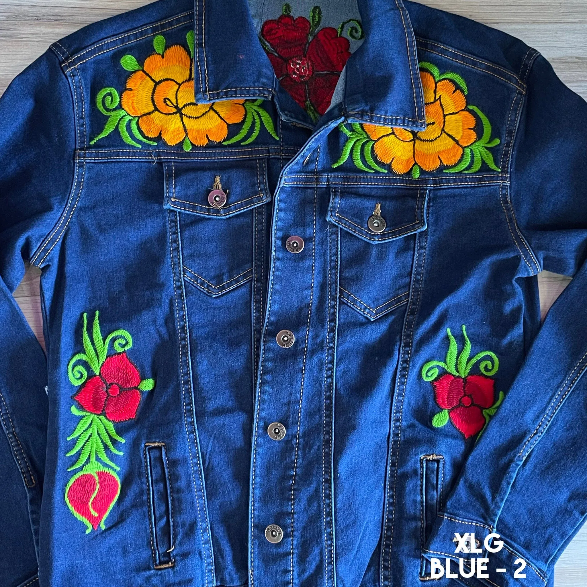 Mexican Embroidered Denim Jacket - Zinia