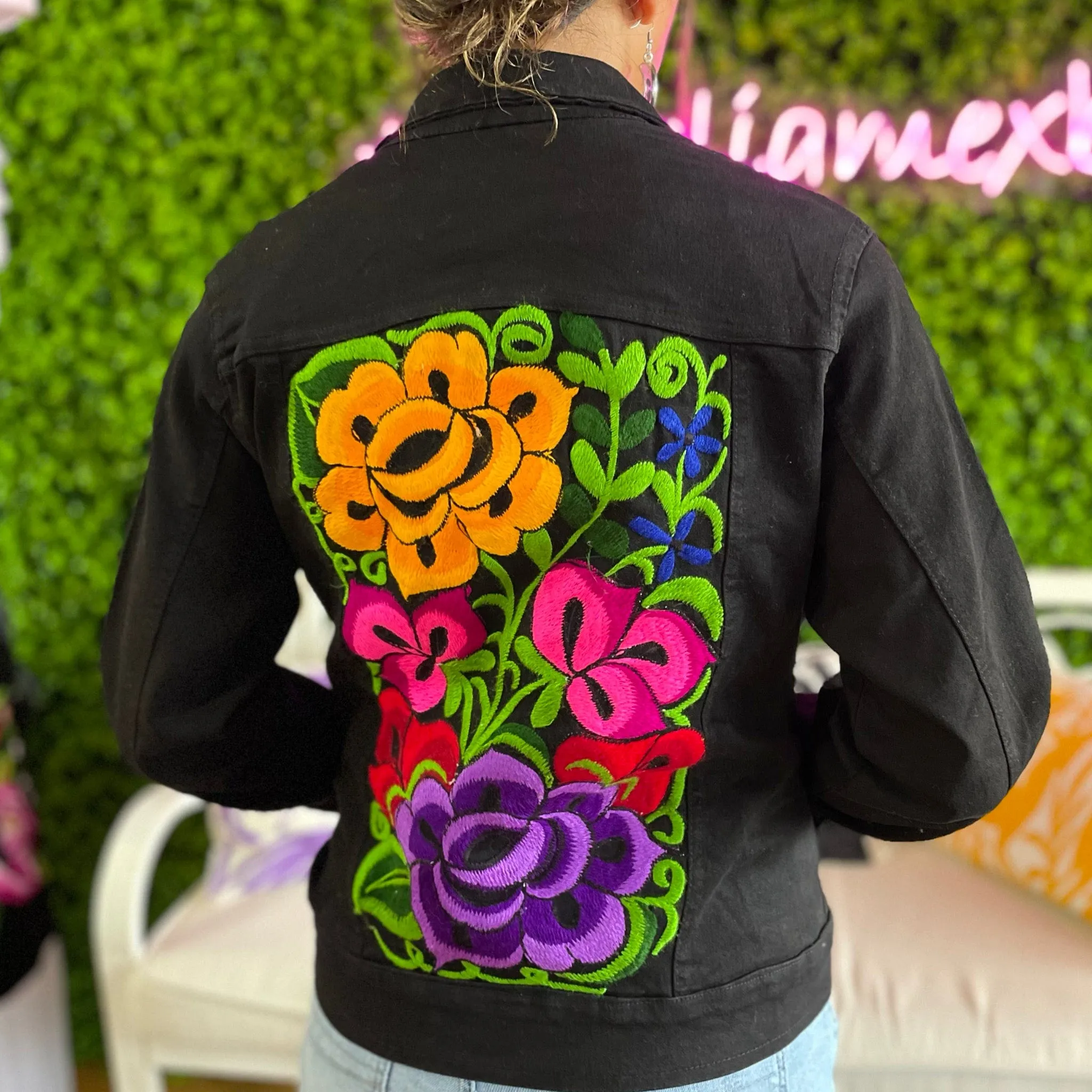 Mexican Embroidered Denim Jacket - Zinia