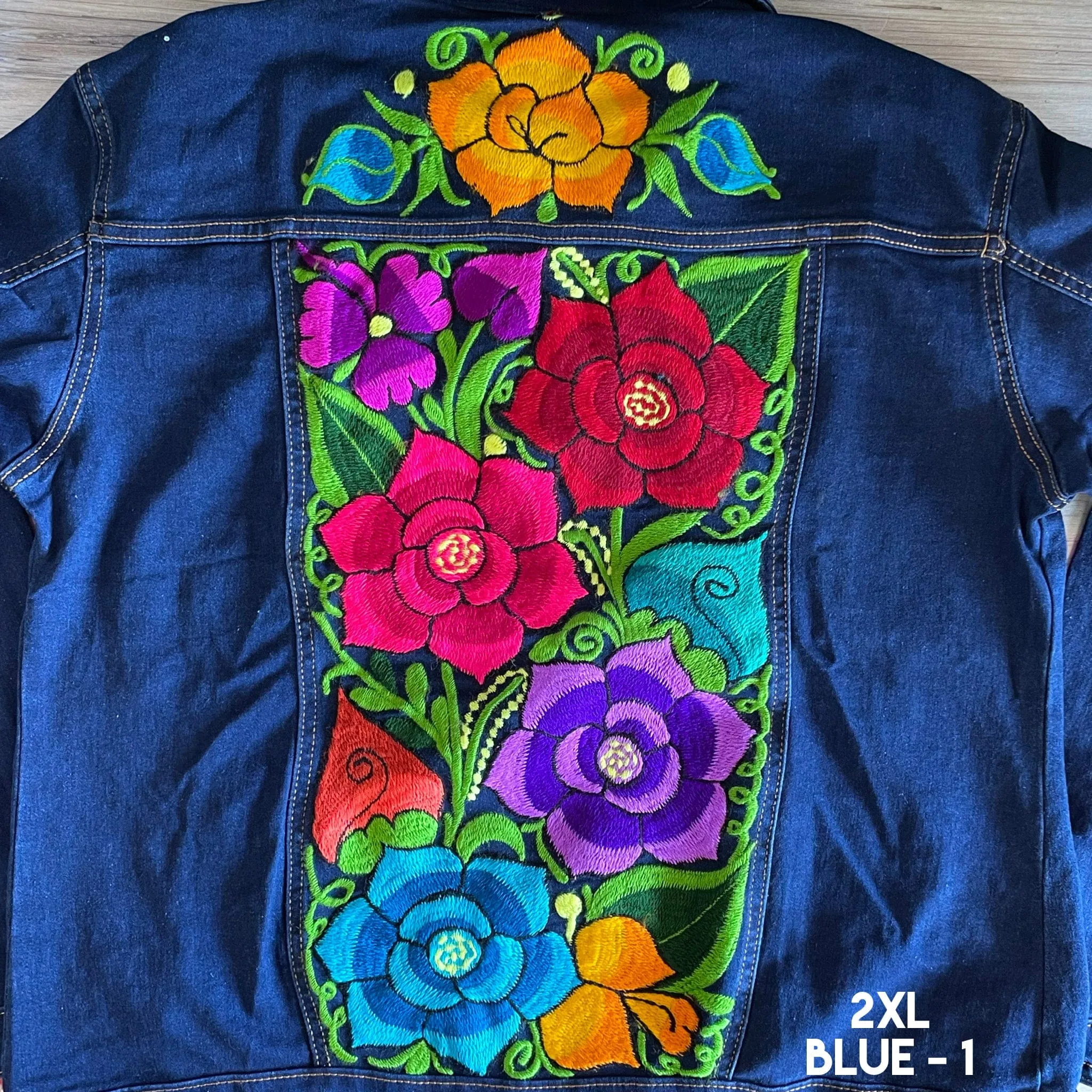 Mexican Embroidered Denim Jacket - Zinia