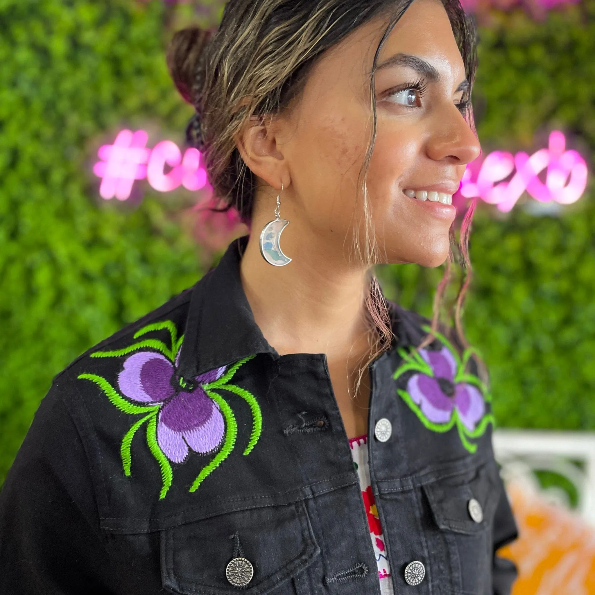 Mexican Embroidered Denim Jacket - Zinia