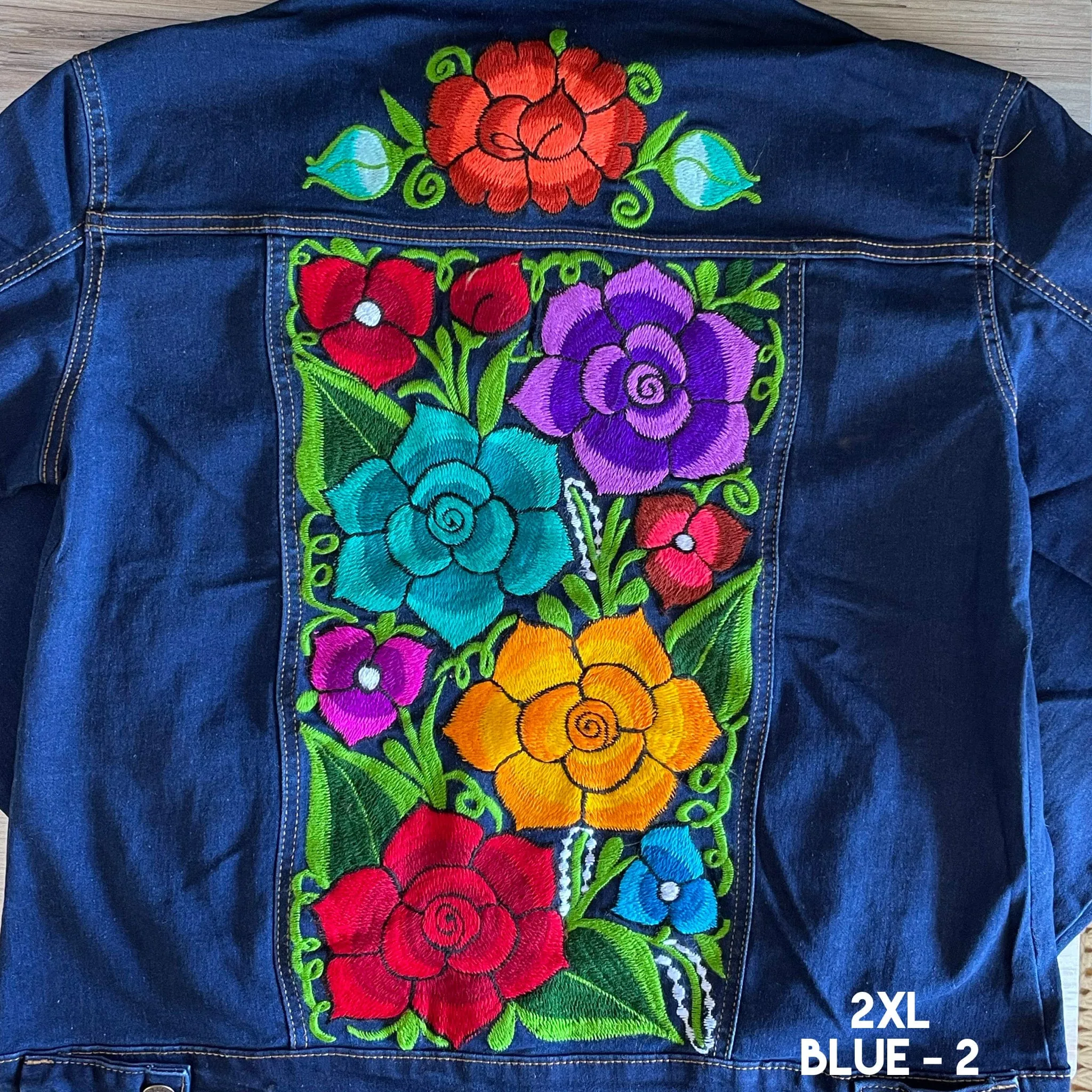 Mexican Embroidered Denim Jacket - Zinia