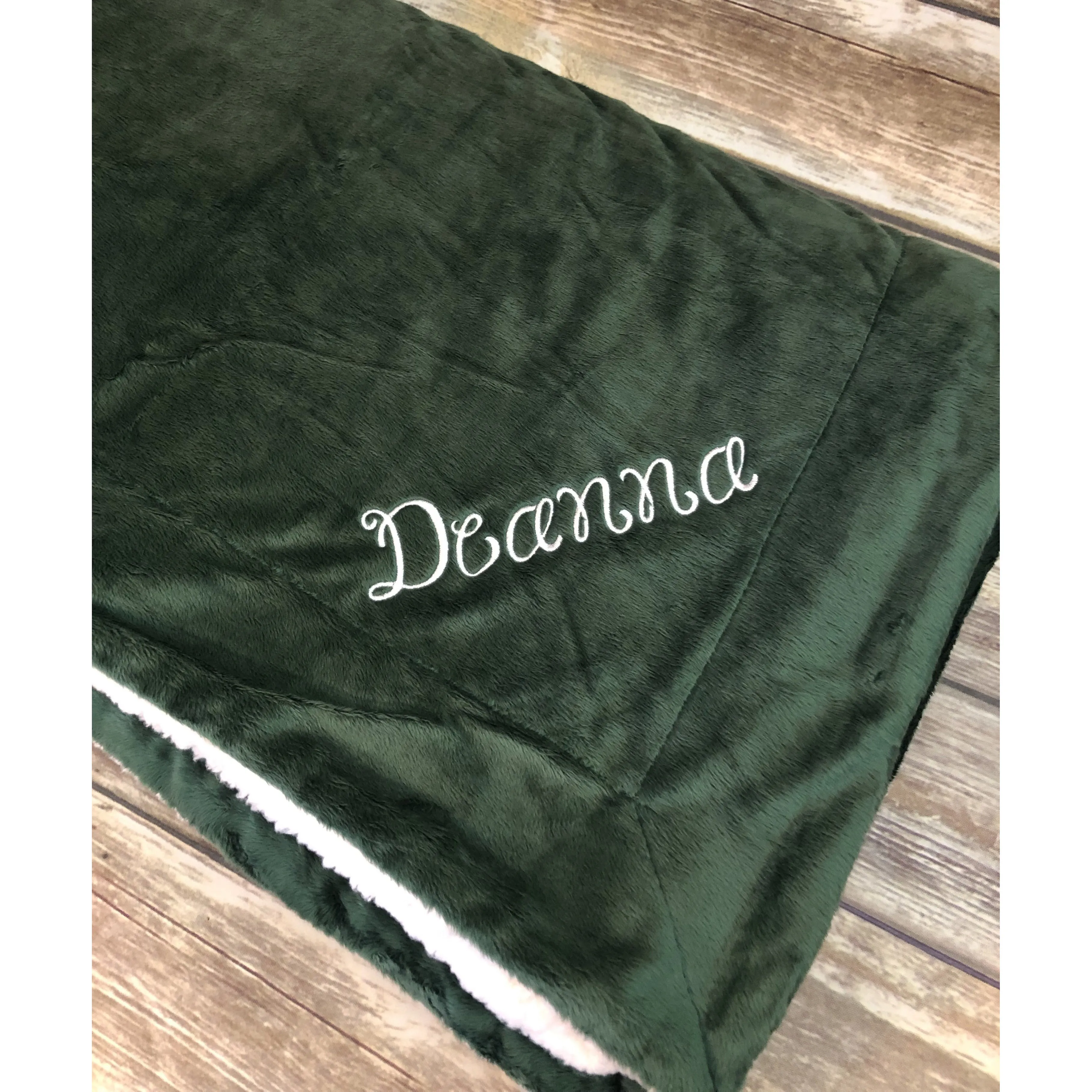 Monogrammed Mink Sherpa Blanket