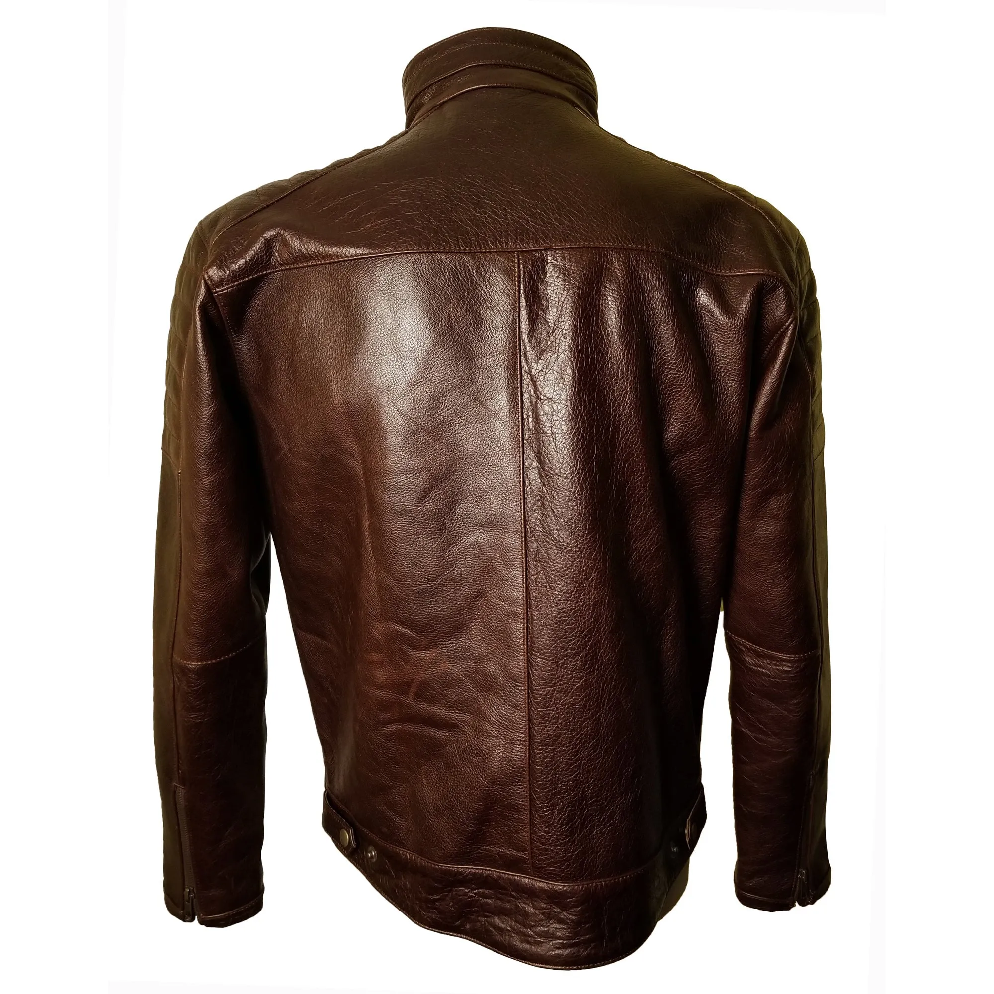 Morton's Vintage Oiled moto style jacket with collar belt