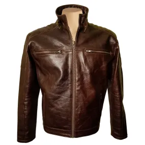 Morton's Vintage Oiled moto style jacket with collar belt