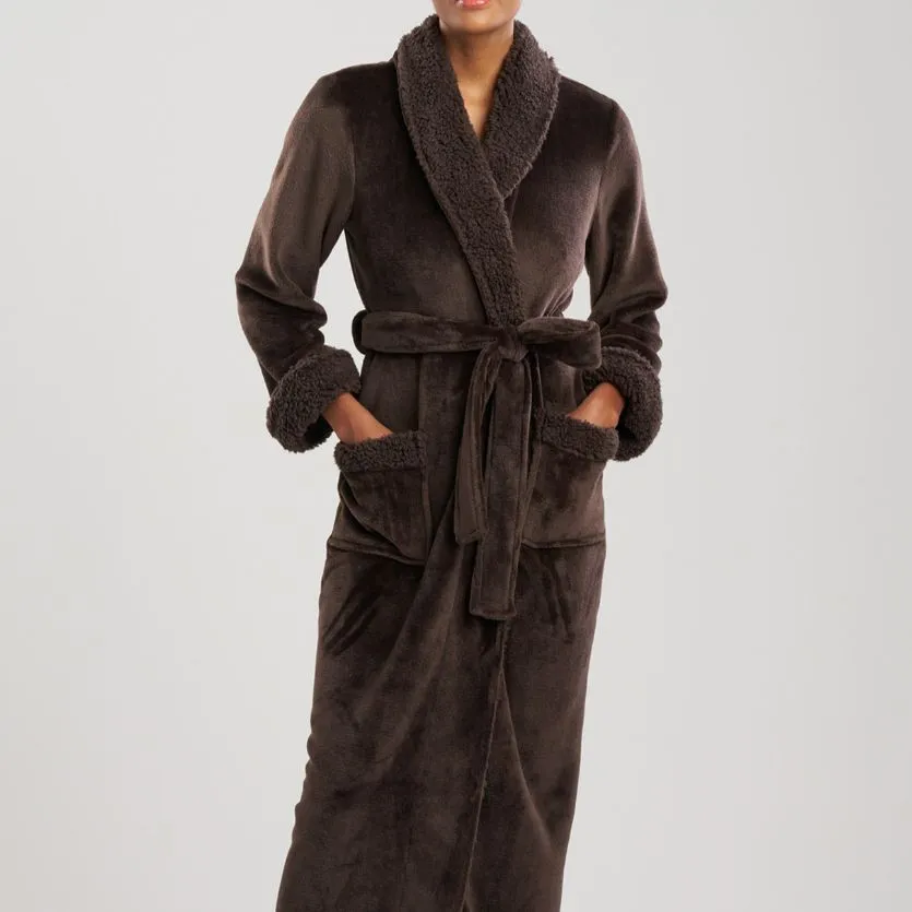 Natori Plush Sherpa Espresso 52 Robe D74068