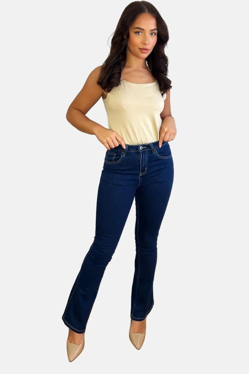 Navy Flared Leg Jeans