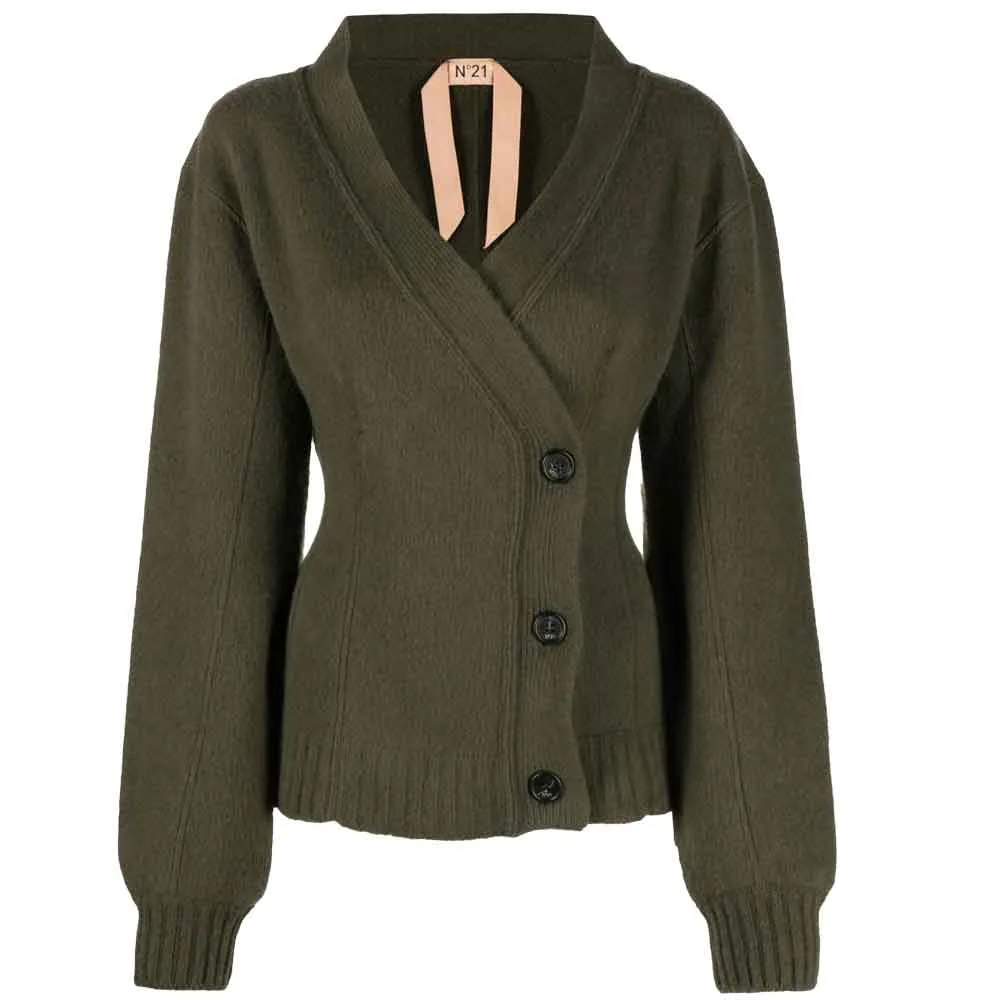 No. 21 Extended Shoulder Fleece Wool Cardigan