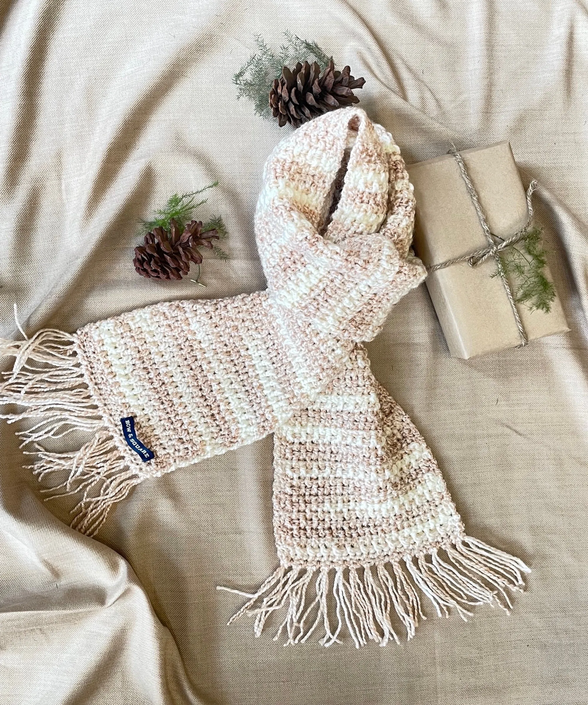 Oatmeal Crochet Scarf and Cap