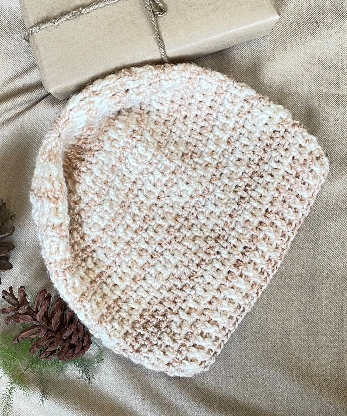 Oatmeal Crochet Scarf and Cap