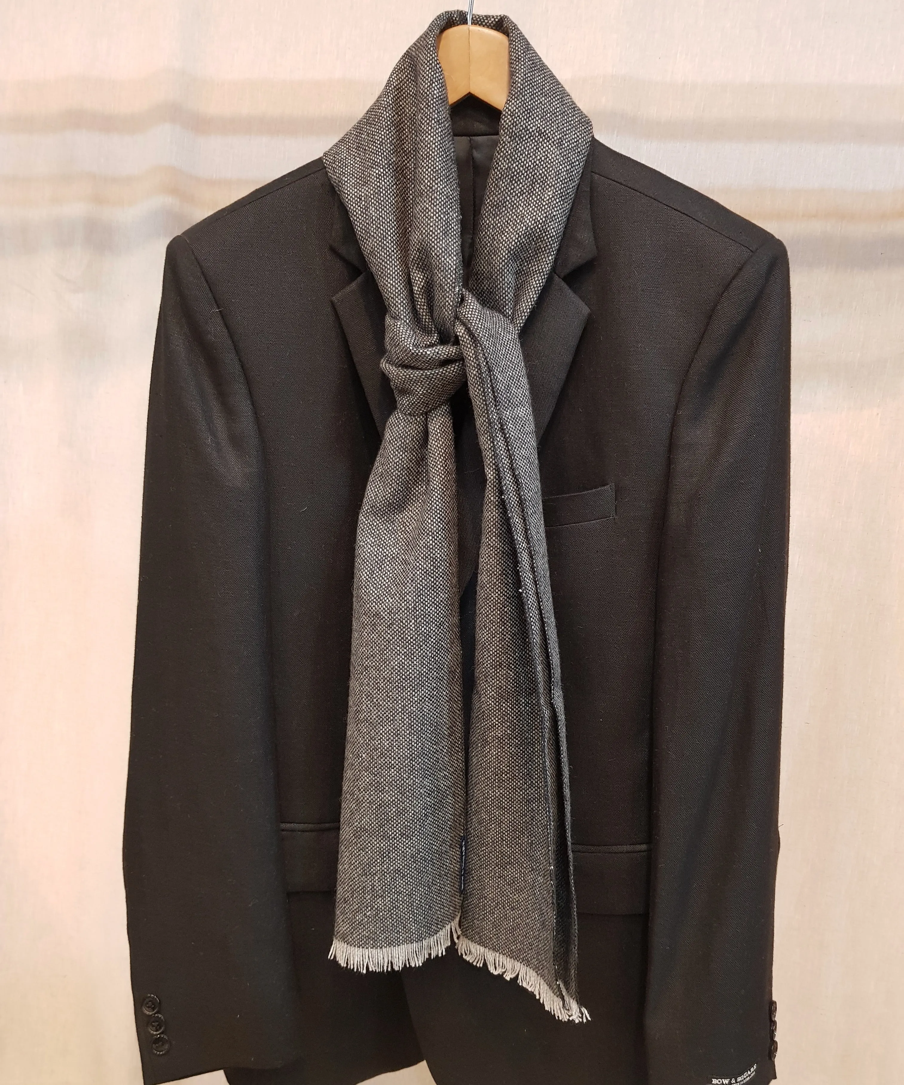 Pebble Grey Barleycorn Tweed Scarf