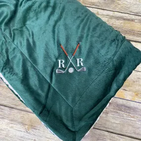 Personalized Golf Mink Sherpa Blanket