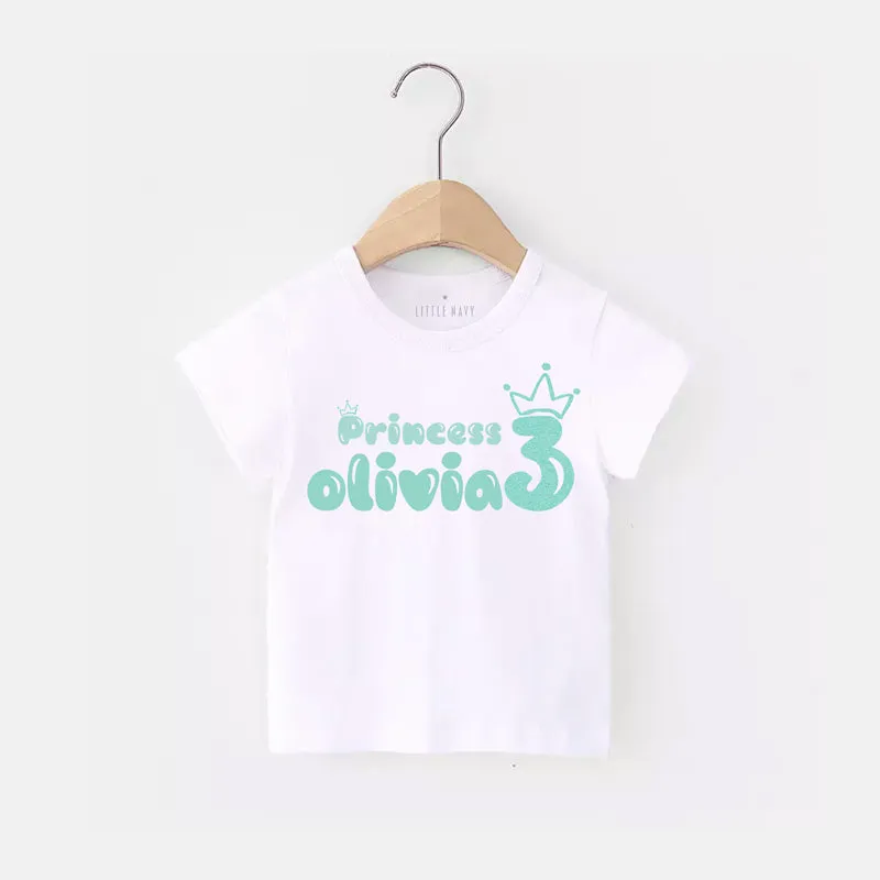 Personalized Princess Birthday T-Shirt - TEAL