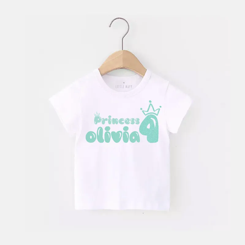 Personalized Princess Birthday T-Shirt - TEAL