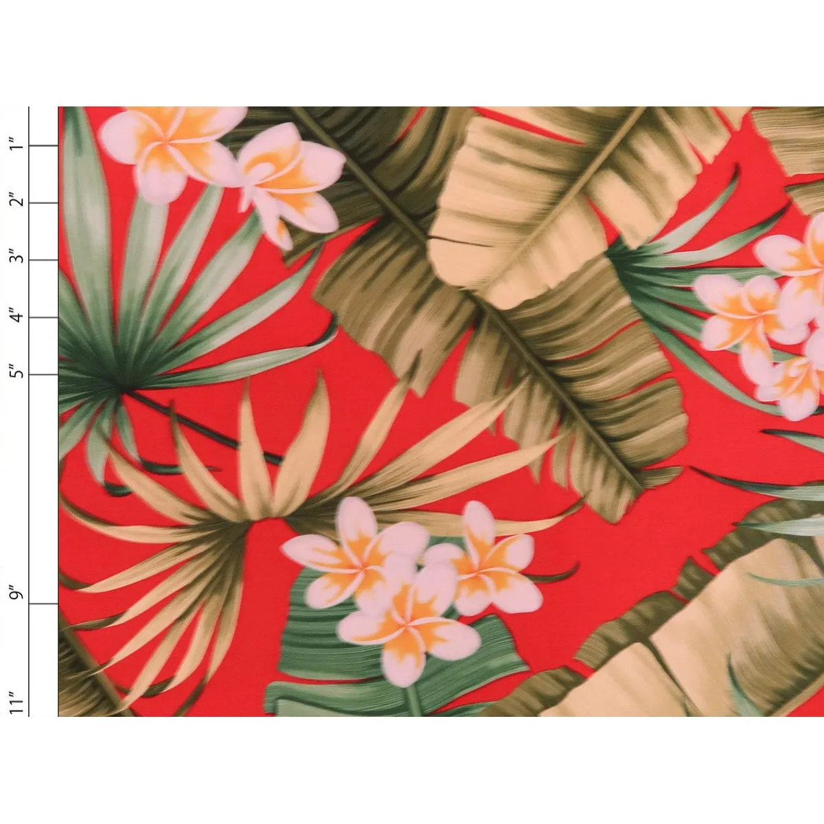 Plumeria Rayon Hawaiian Fabric - Red R102R RED-0002RP