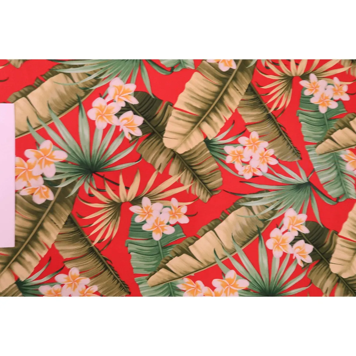 Plumeria Rayon Hawaiian Fabric - Red R102R RED-0002RP