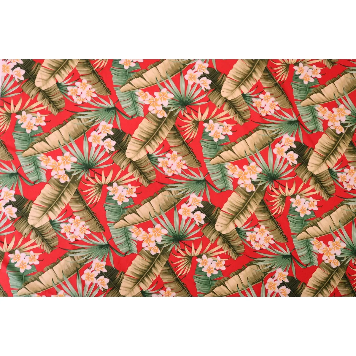 Plumeria Rayon Hawaiian Fabric - Red R102R RED-0002RP