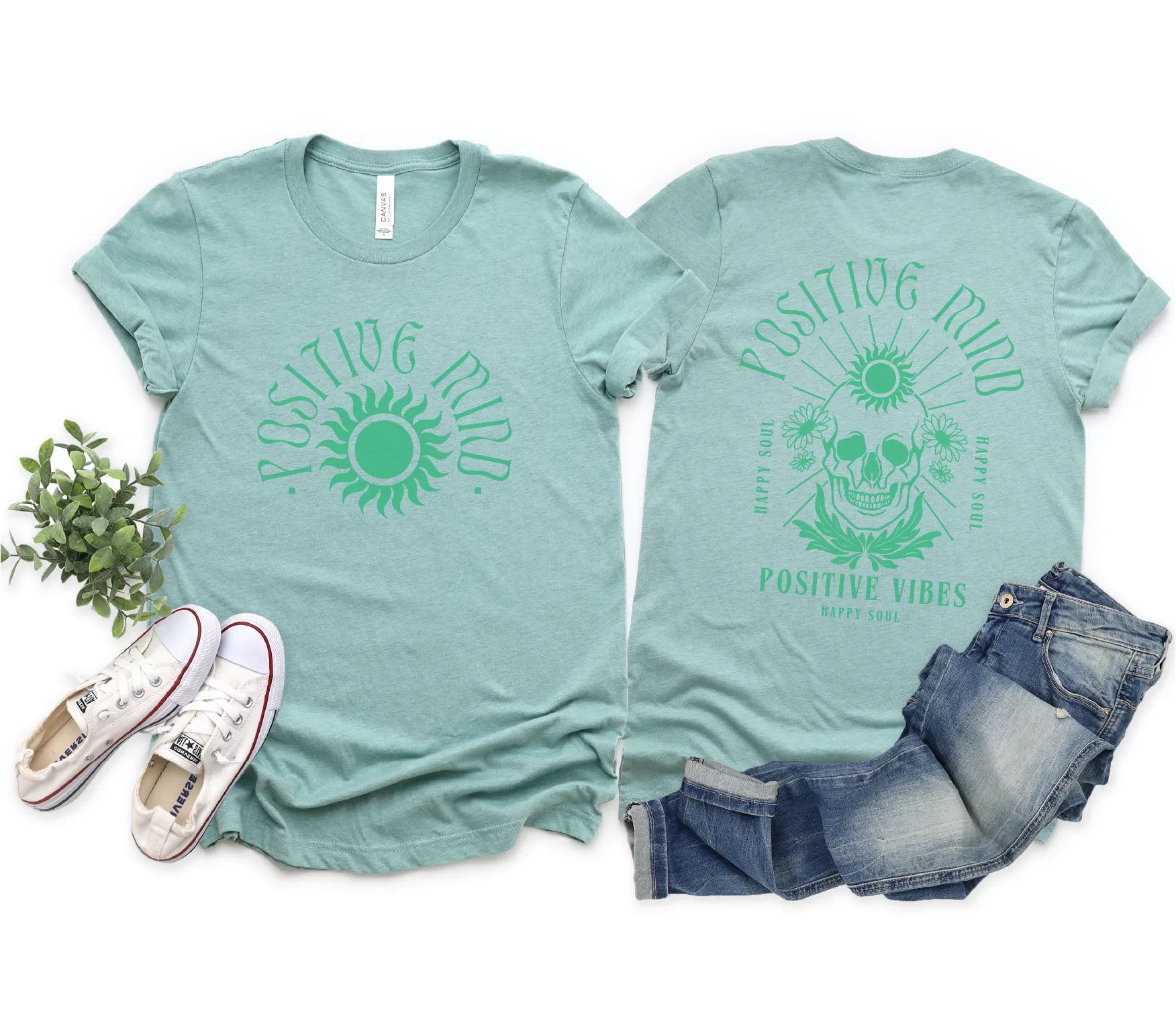 Positive Mind, Positive Vibes, Happy Soul Bella Canvas Tees