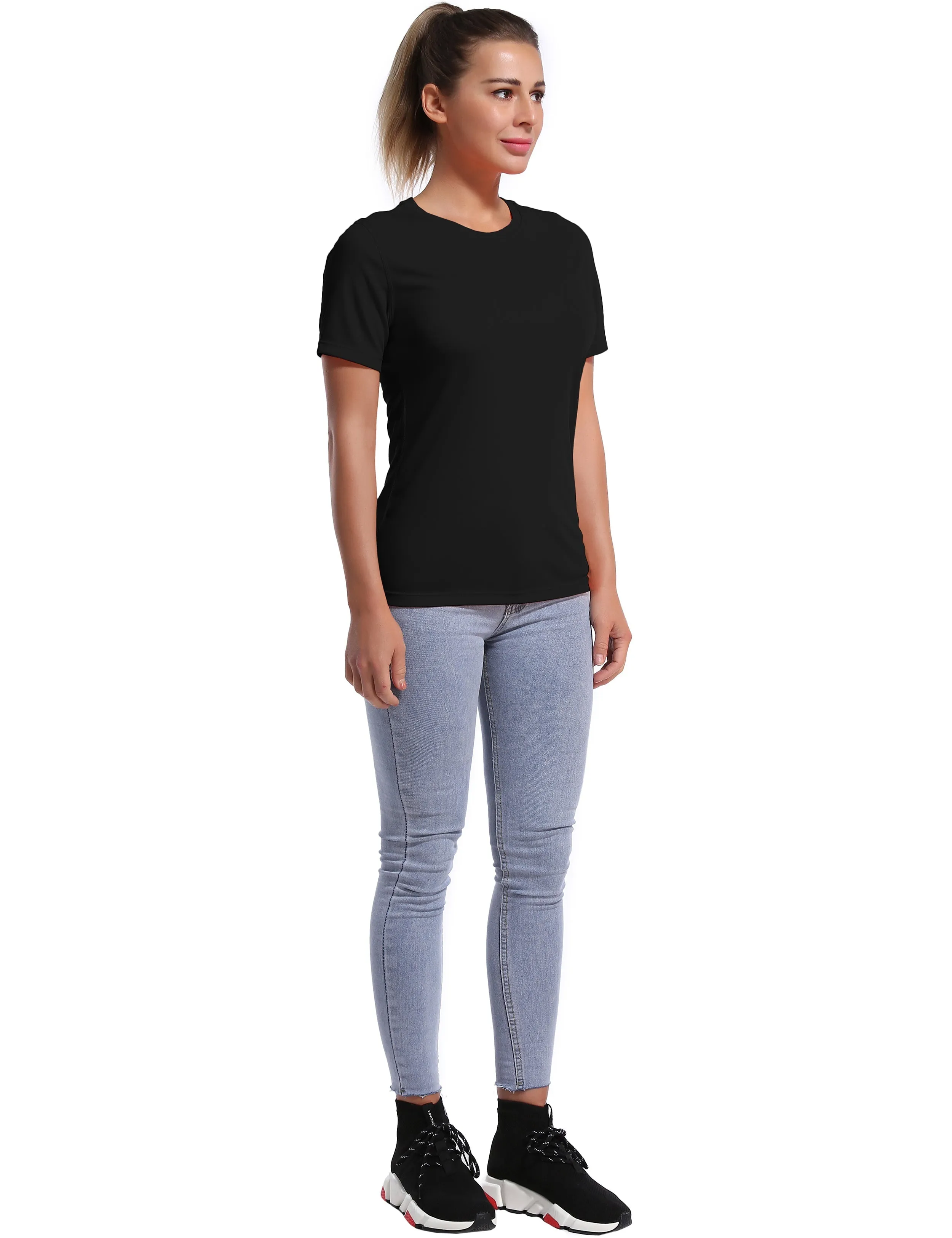 Short Sleeve Athletic Shirts black_yogastudio