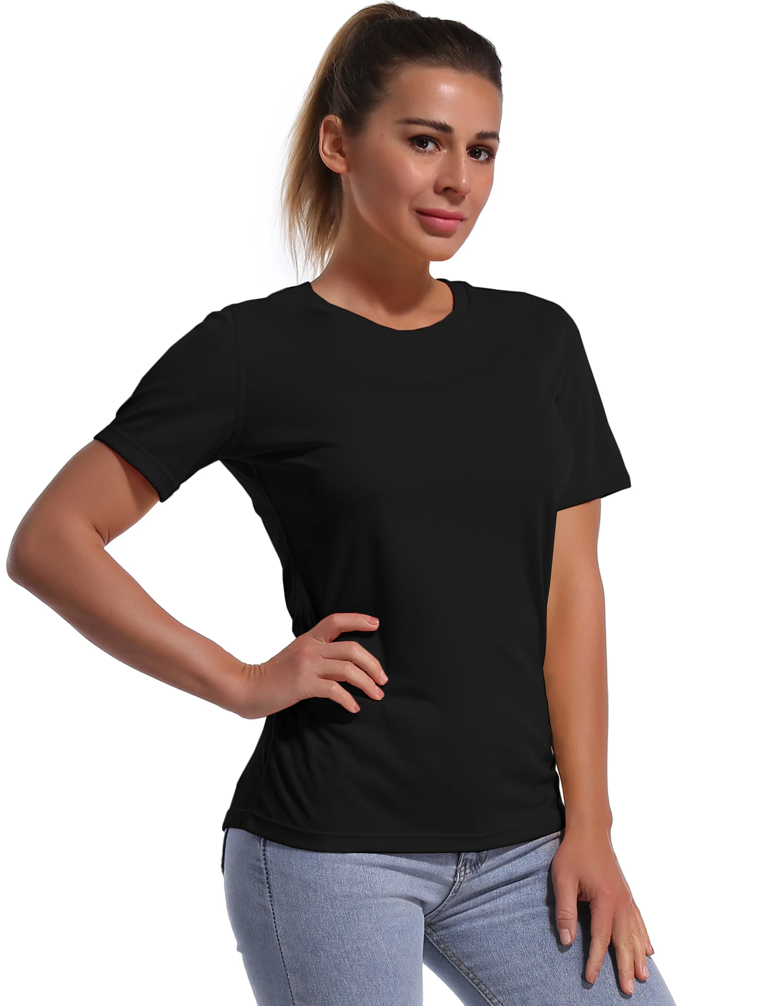 Short Sleeve Athletic Shirts black_yogastudio