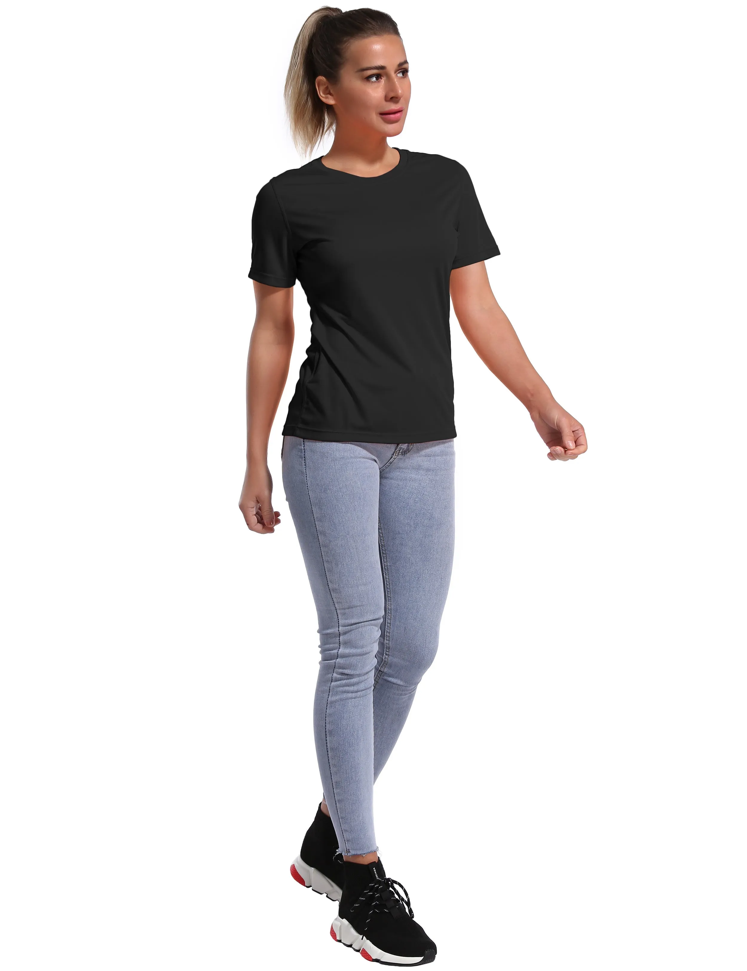 Short Sleeve Athletic Shirts black_yogastudio