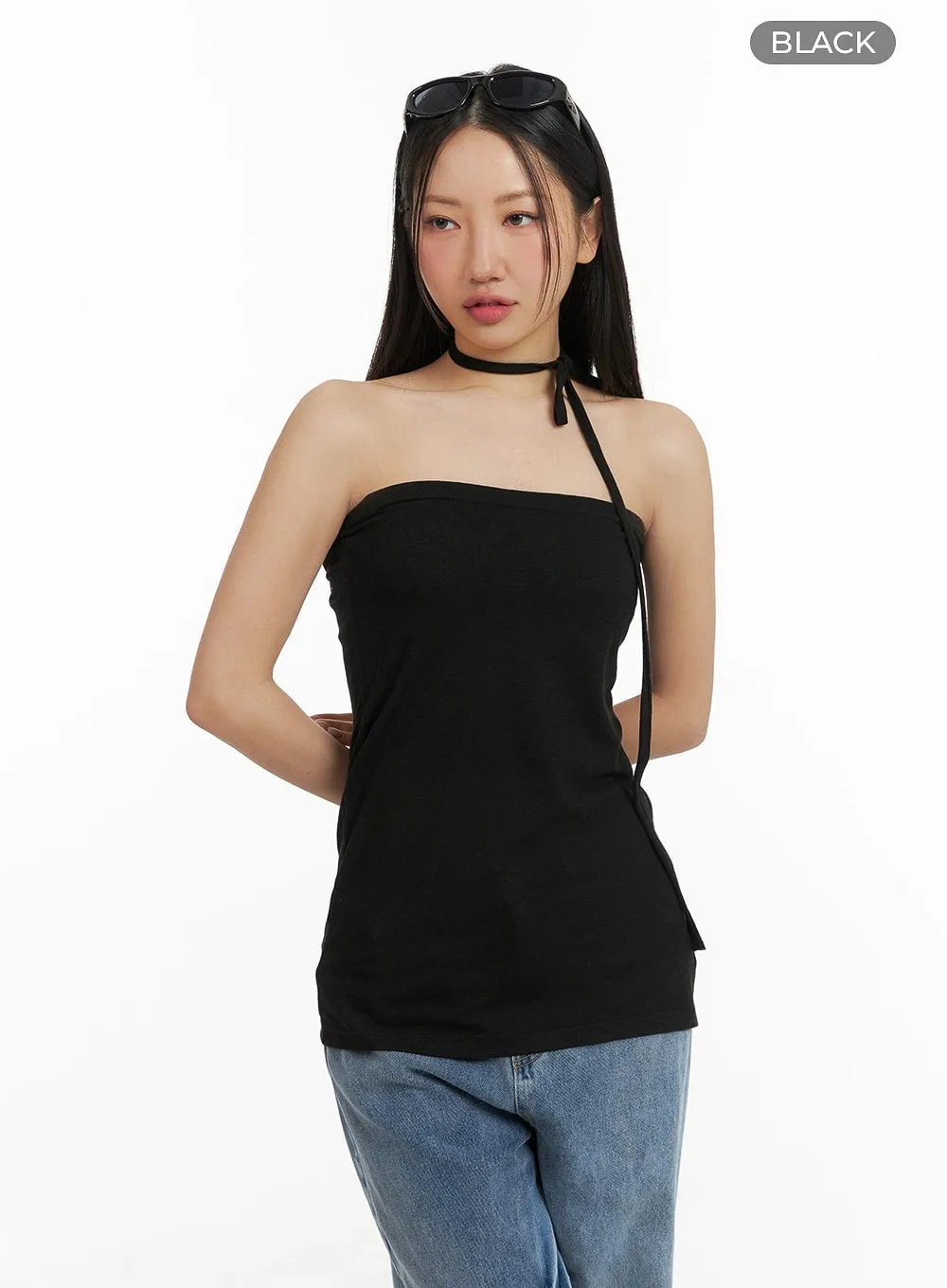 Side Slit Tube Top with Scarf CM422