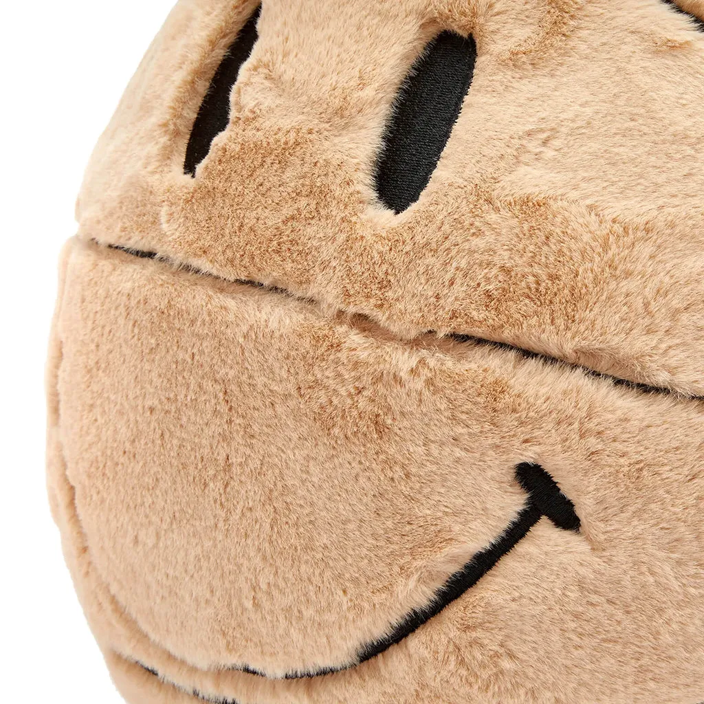 Smiley Sherpa Basketball Pillow - Sand