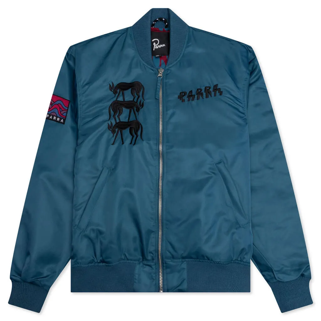 Stacked Pets Varsity Jacket - Teal