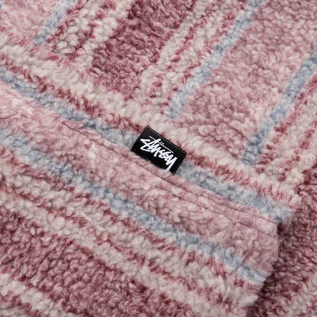 Stripe Sherpa Shirt - Berry