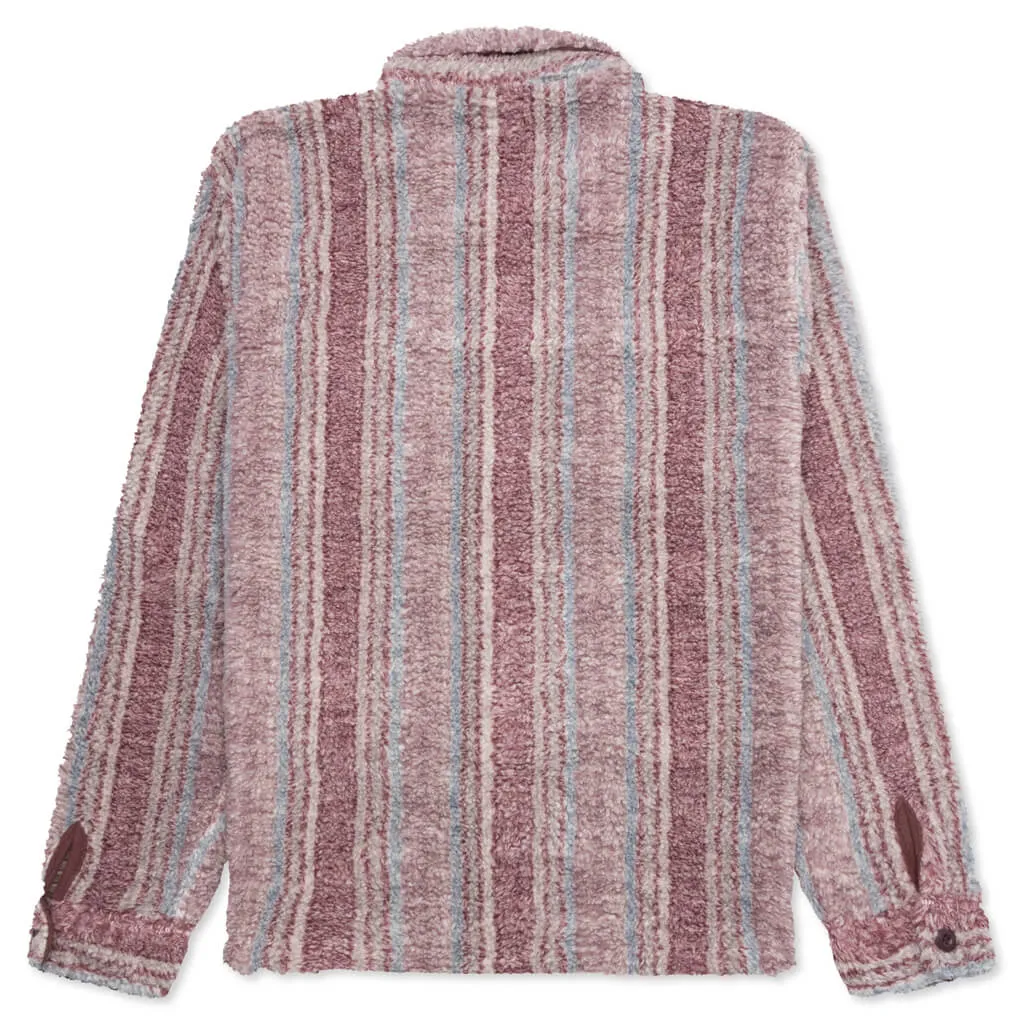 Stripe Sherpa Shirt - Berry