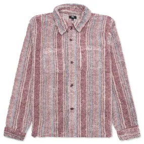 Stripe Sherpa Shirt - Berry