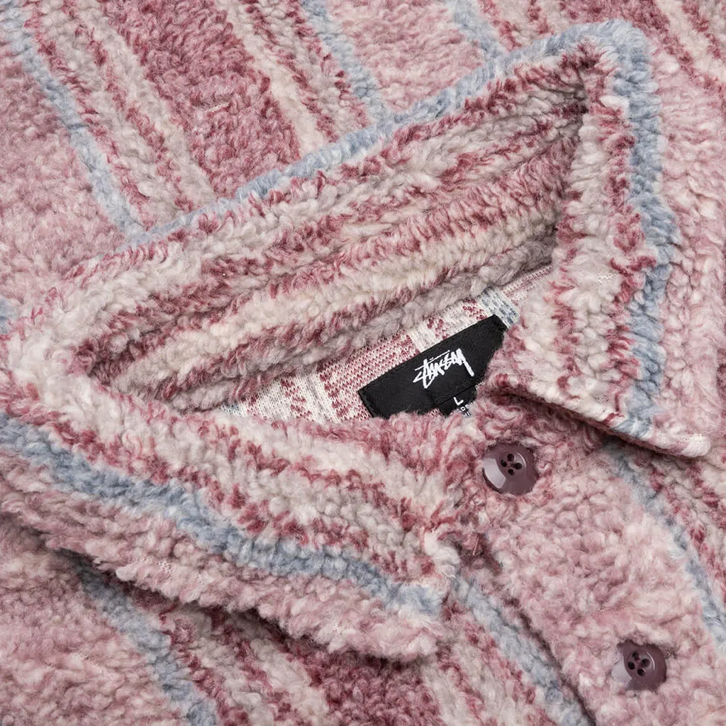 Stripe Sherpa Shirt - Berry