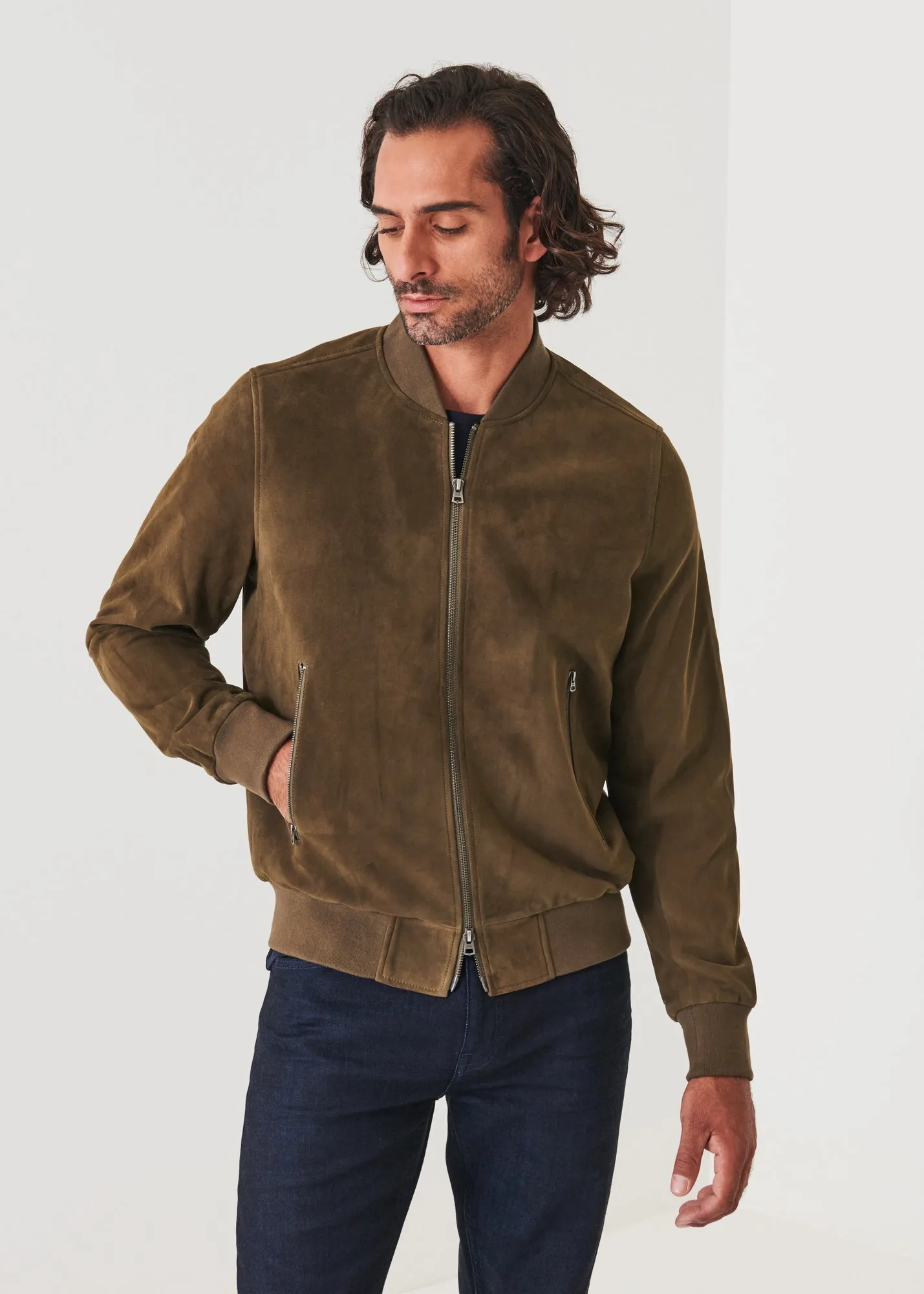 SUEDE ZIP BOMBER