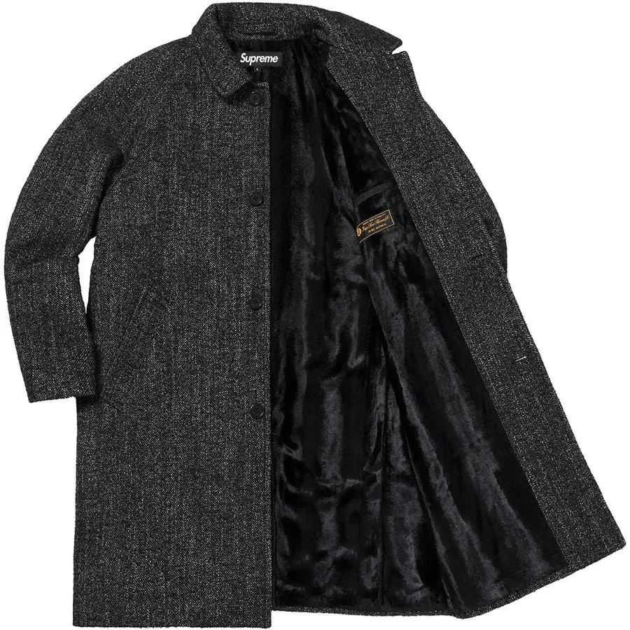 SUPREME WOOL TRENCH COAT-BLACK