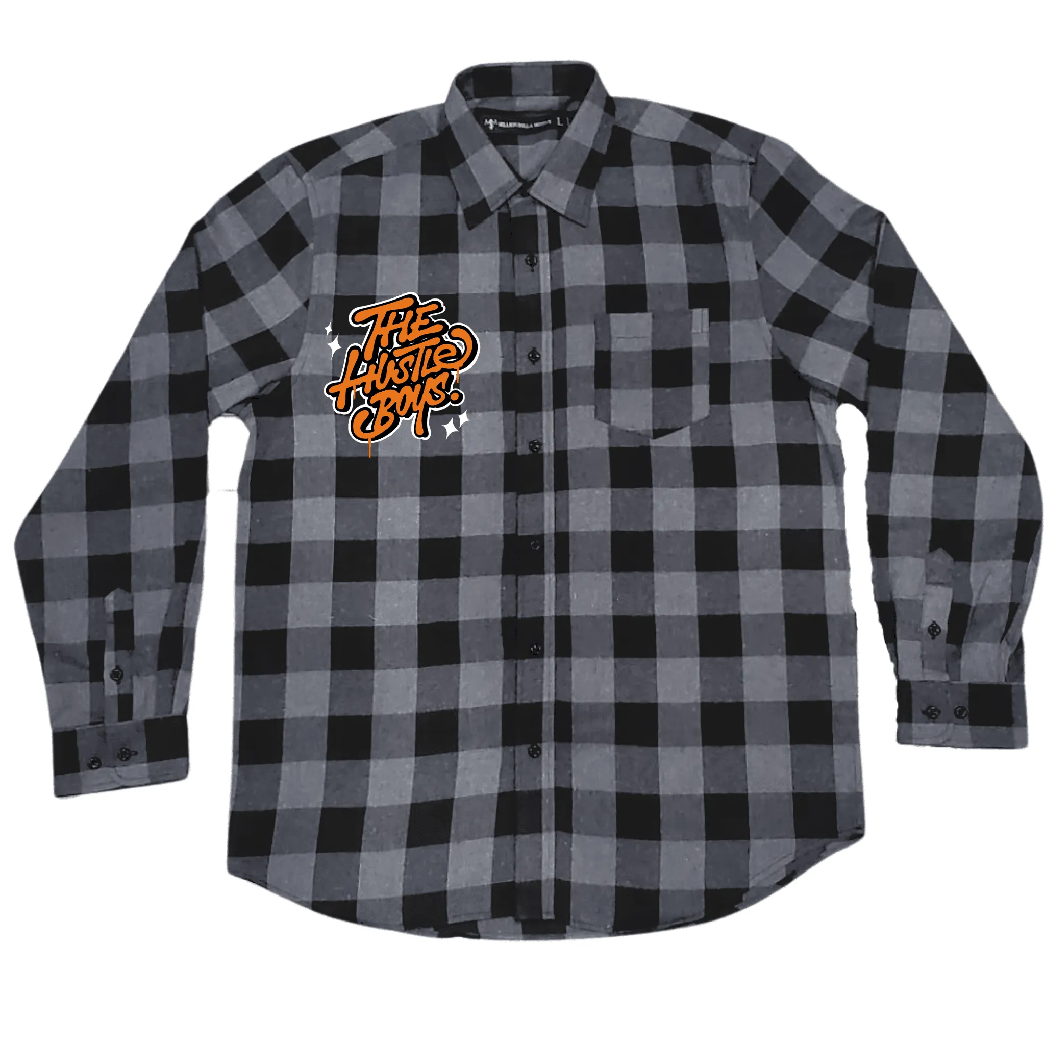 The Hustle Boys - Black and Grey Flannel Long Sleeve Shirt