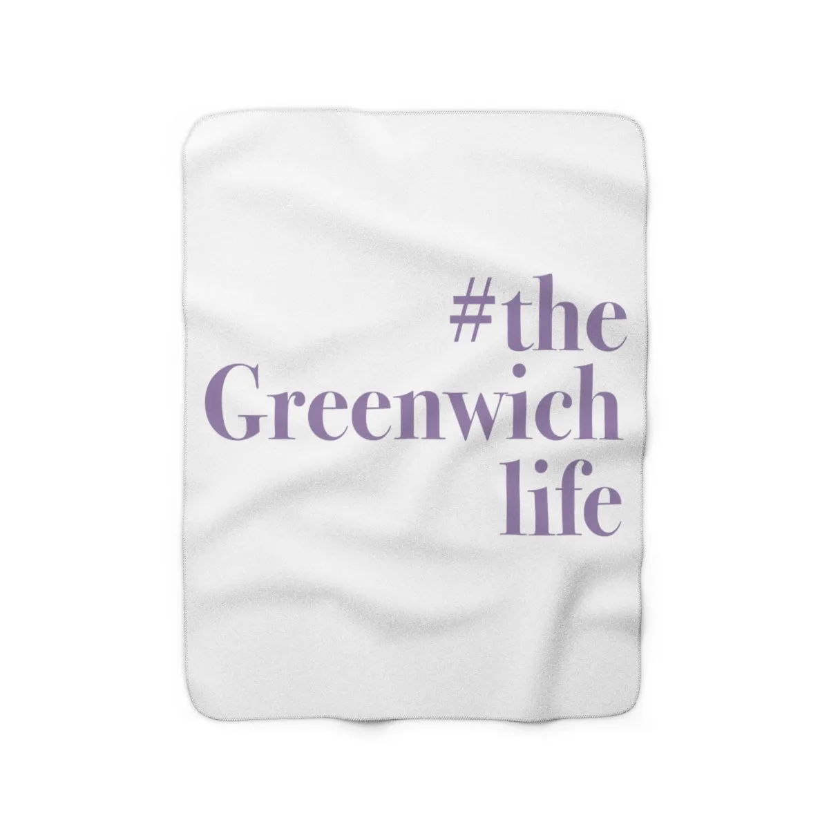 #thegreenwichlife Sherpa Fleece Blanket (purple print)