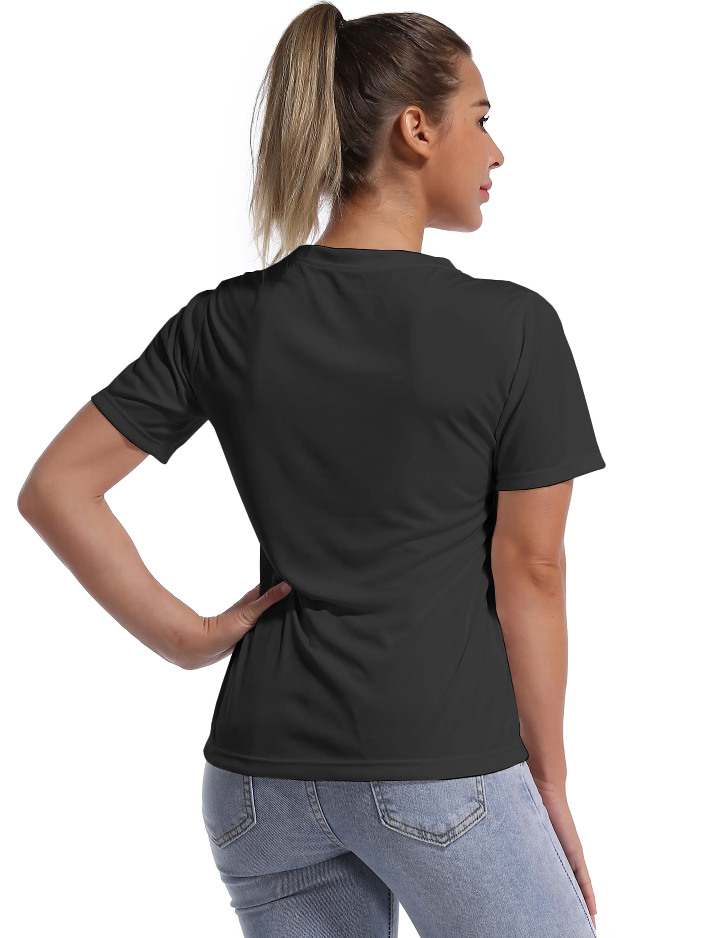 V-Neck Short Sleeve Athletic Shirts black