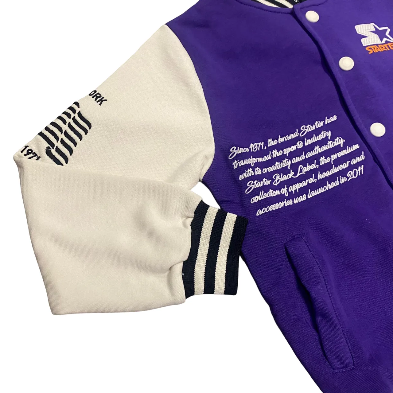 Varsity Boys Fleece Bomber Jacket Starter Purple