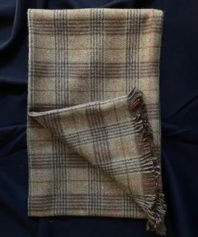 Warm Tan Plaid Tweed Scarf