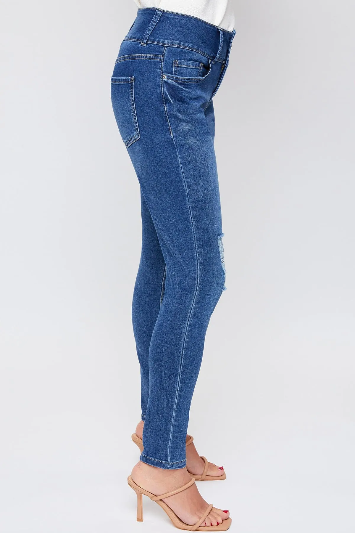 Women's Essential 3 Button High Rise Skinny Jean with Functional Front Pockets