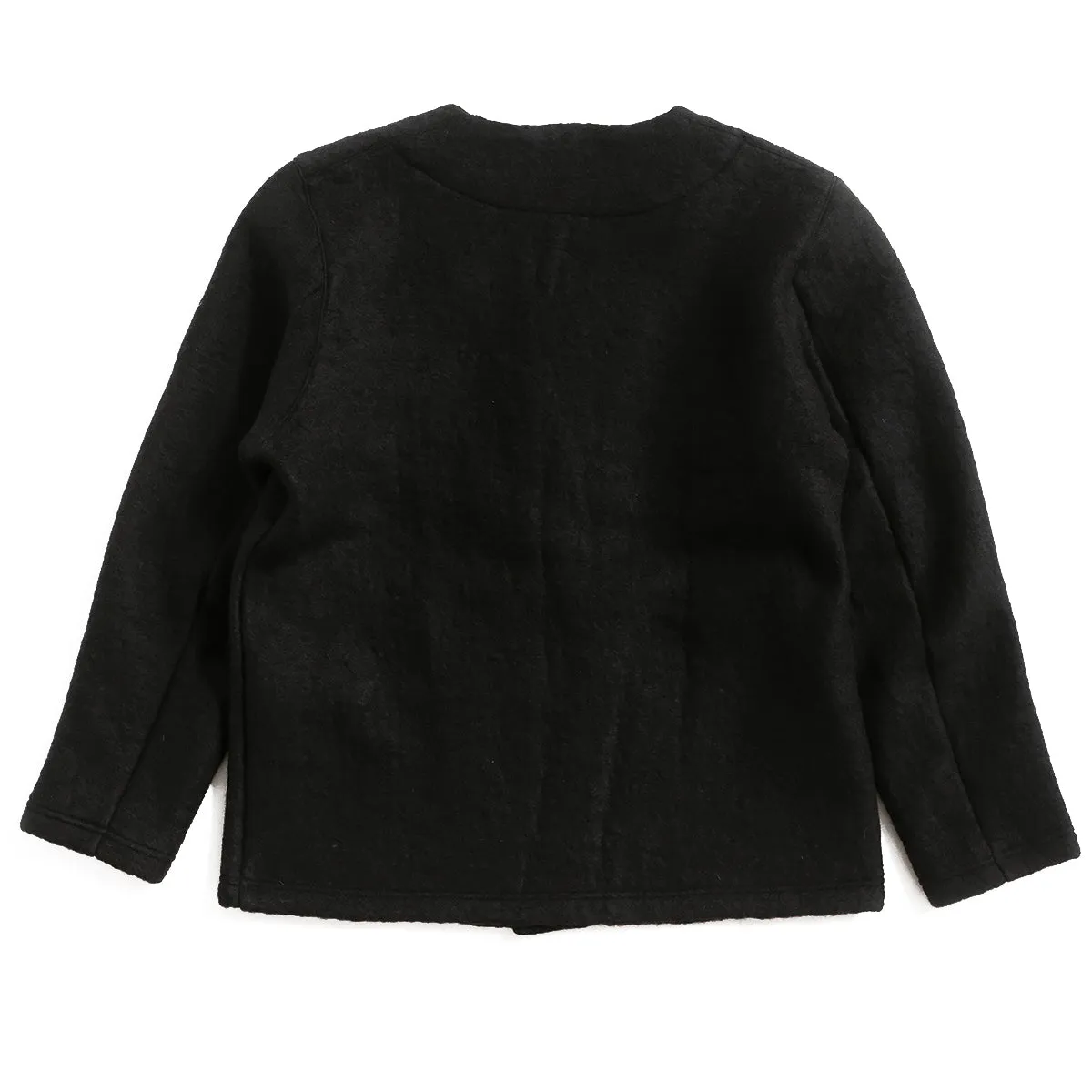 Wool Collarless Jacket - Black - L