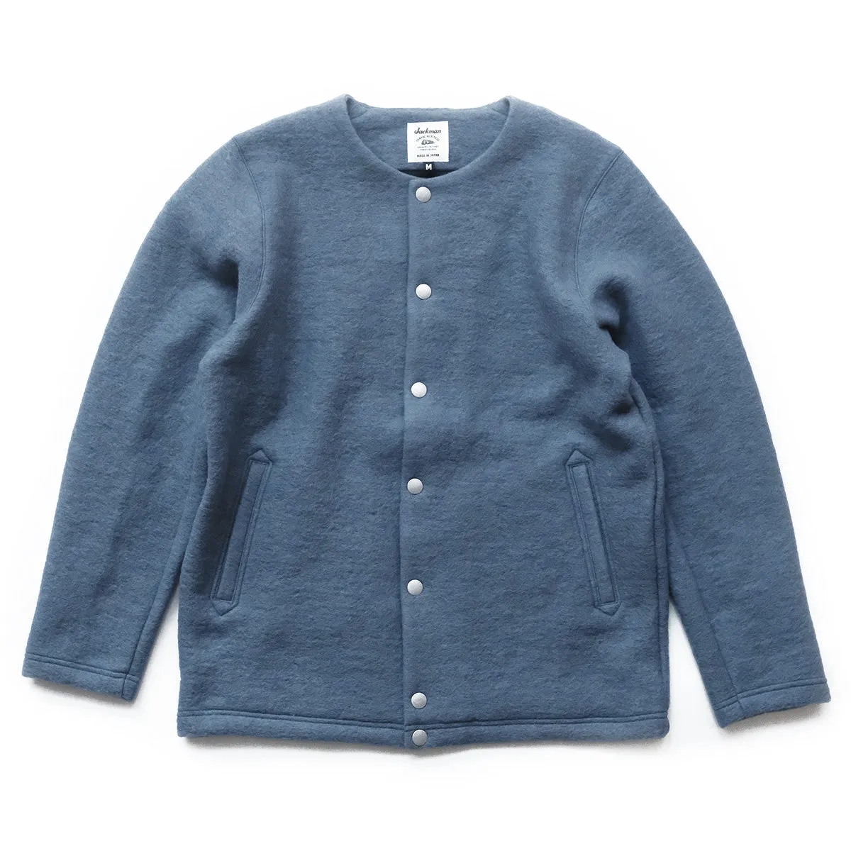 Wool Collarless Jacket - Shadow Blue - S, L